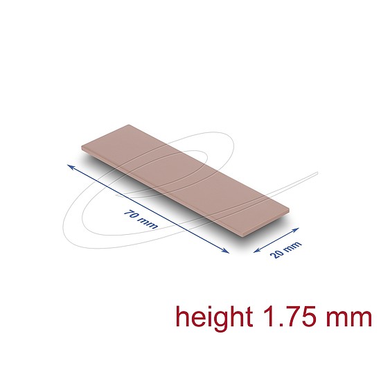 Delock Hővezető párna 70 x 20 x 1,75 mm M.2 modulokhoz 3,0 W/mK nem szilikon anyagú