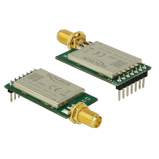 Delock IoT LoRa Radio Module 868 MHz 20 dBm TTL (3.3 V) pin header male > SMA jack (12591)