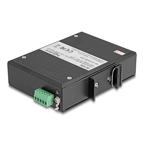 Delock Ipari Gigabit Ethernet Elosztó 4 port PoE 1 port RJ45 1 port SFP DIN sínhez