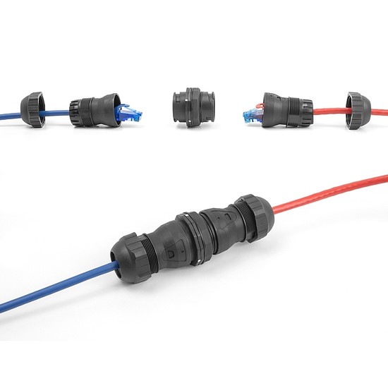 Delock Kábel csatlakoztató RJ45 anya - RJ45 anya Cat.6A IP68 por és vízhatlan