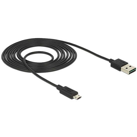 Delock Kábel, EASY-USB 2.0-s A csatlakozó > EASY-USB 2.0-s Micro-B csatlakozó 2 m, fekete (83850)