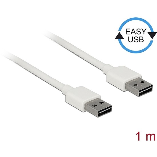 Delock Kábel, EASY-USB 2.0-s A-típusú csatlakozódugó > EASY-USB 2.0-s A-típusú csatlakozódugó, 1 m, (85193)
