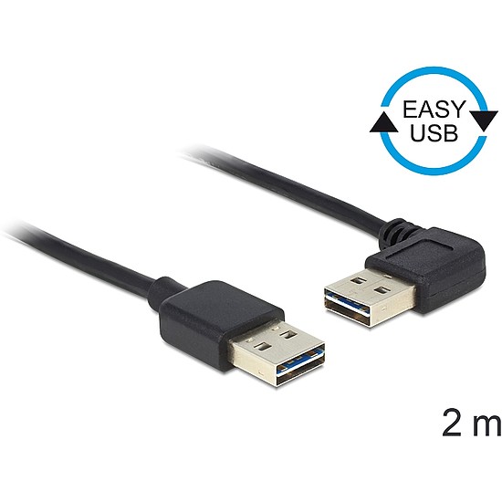 Delock Kábel, EASY-USB 2.0-s A- típusú csatlakozódugó > EASY-USB 2.0-s-A-típusú csatlakozódugó, ível (85557)