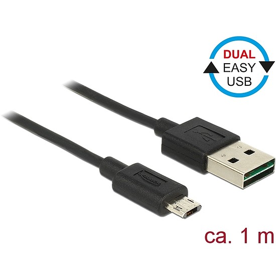 Delock Kábel, EASY-USB 2.0-s A-típusú csatlakozódugó > EASY-USB 2.0-s Micro-B típusú csatlakozódugó, (83844)