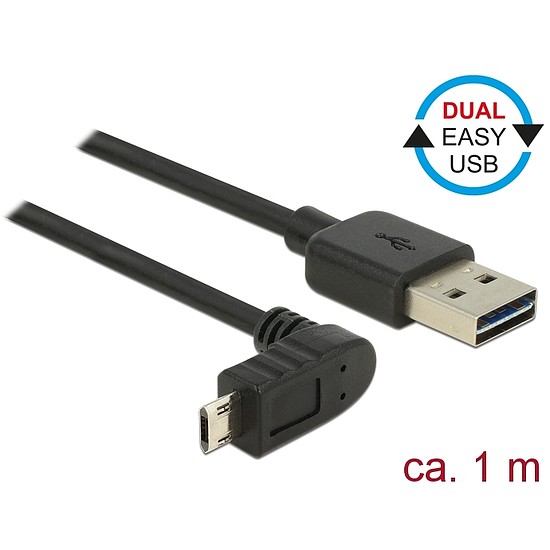 Delock Kábel, EASY-USB 2.0-s A-típusú csatlakozódugó > EASY-USB 2.0-s Micro-B típusú csatlakozódugó, (83848)