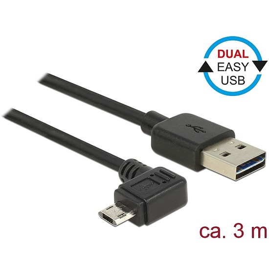 Delock Kábel, EASY-USB 2.0-s A-típusú csatlakozódugó > EASY-USB 2.0-s Micro-B típusú csatlakozódugó, (83854)