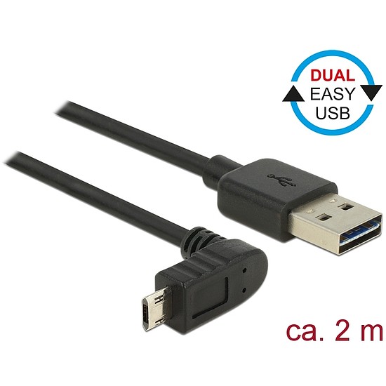 Delock Kábel, EASY-USB 2.0-s A-típusú csatlakozódugó > EASY-USB 2.0-s Micro-B típusú csatlakozódugó, (83856)