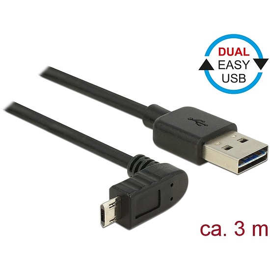 Delock Kábel, EASY-USB 2.0-s A-típusú csatlakozódugó > EASY-USB 2.0-s Micro-B típusú csatlakozódugó, (83857)