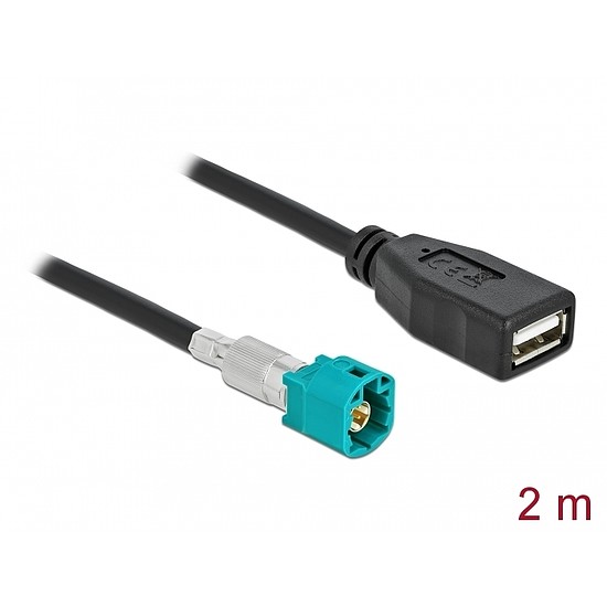 Delock Kábel HSD Z apa - A-típusú USB 2.0 anya 2 m (90488)