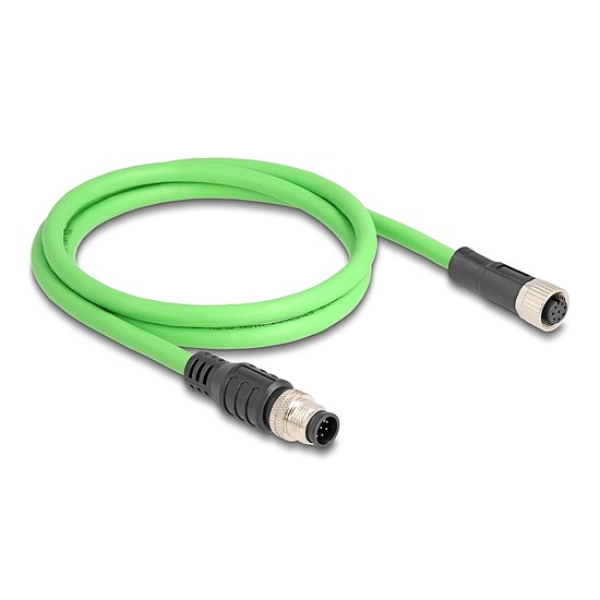 Delock Kábel M12 A kódolt 8 tűs apa - anya PUR (TPU) 1 m