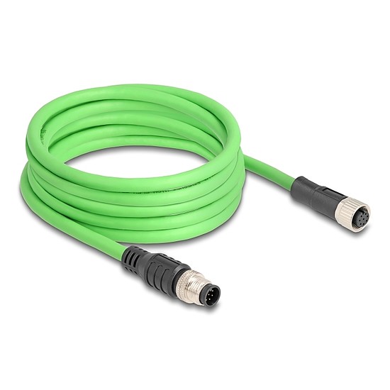 Delock Kábel M12 A kódolt 8 tűs apa - anya PUR (TPU) 5 m
