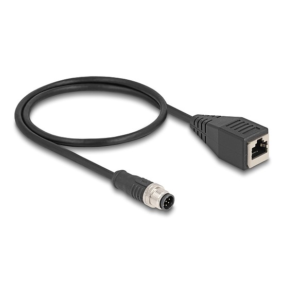 Delock Kábel M12 A kódolt 8 tűs apa - RJ45 anya PVC 0,5 m