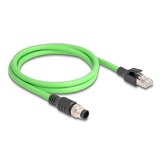 Delock Kábel M12 A kódolt 8 tűs apa - RJ45 apa PUR (TPU) 1 m