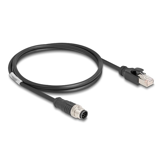 Delock Kábel M12 A kódolt 8 tűs apa - RJ45 apa PVC 1 m