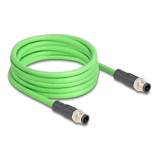 Delock Kábel M12 D kódolt 4 tűs apa - apa PUR (TPU) 5 m
