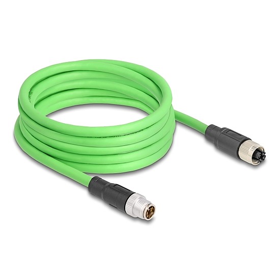 Delock Kábel M12 X kódolt 8 tűs apa - anya PUR (TPU) 5 m