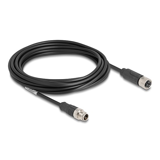 Delock Kábel M12 X kódolt 8 tűs apa - anya PVC 5 m