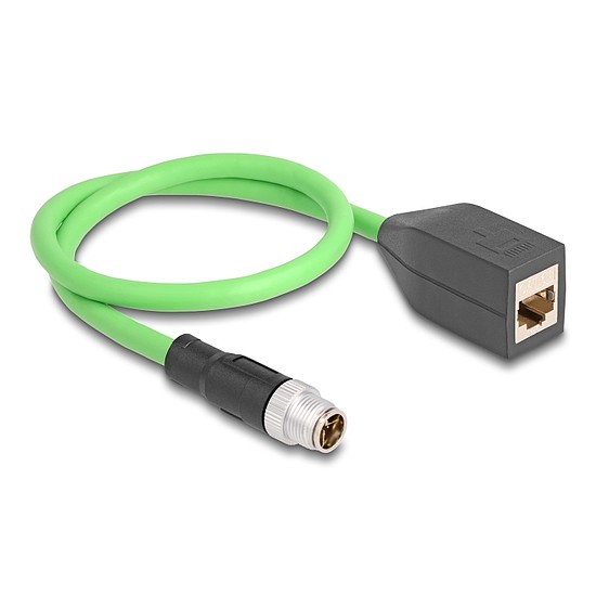 Delock Kábel M12 X kódolt 8 tűs apa - RJ45 anya PUR (TPU) 0,5 m