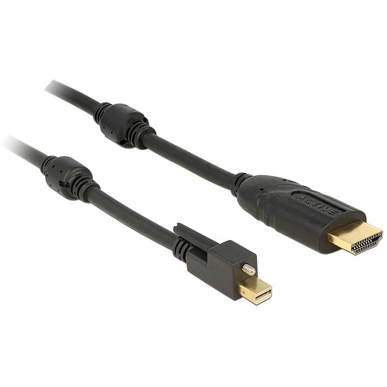Delock Kábel mini Displayport 1.2-dugós csatlakozó csavarral > HDMI-csatlakozódugó 4K aktív fekete2m (83730)