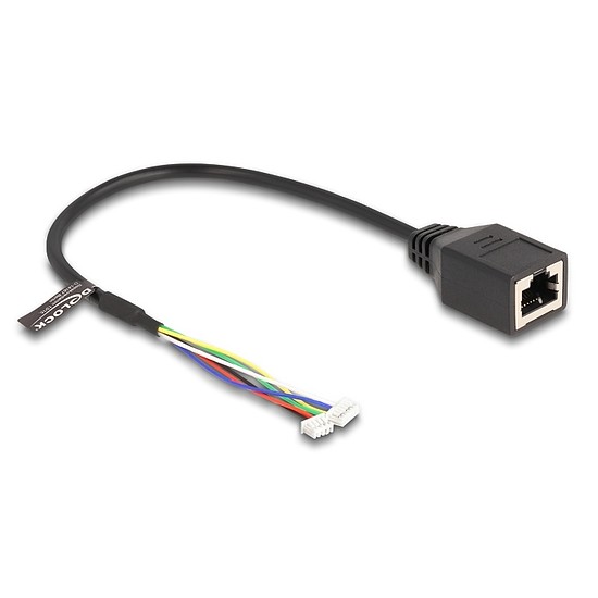 Delock Kábel RJ45 anya tűfej anya 1,25 mm 4 tűs és tűfej anya 1,25 mm 6 tűs Cat.5e, 30 cm, fekete