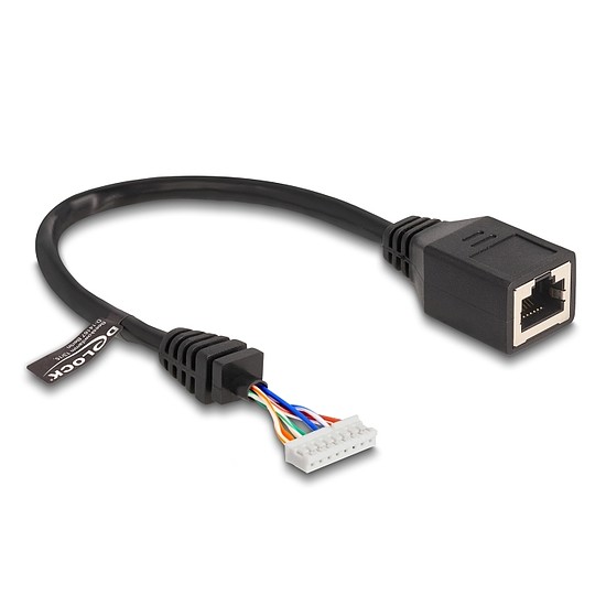 Delock Kábel RJ45 anya tűfej anya 2,00 mm 8 tűs 23 cm Cat.5e, fekete