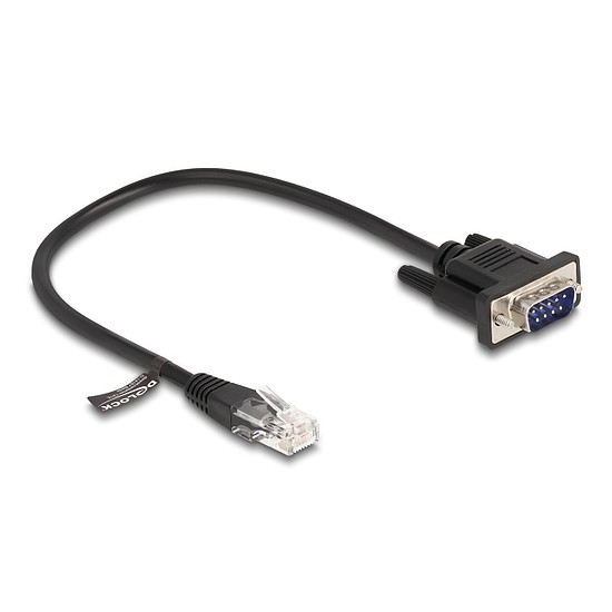 Delock Kábel RJ45 apa - soros RS-232 D-Sub 9 apa, 30 cm, fekete