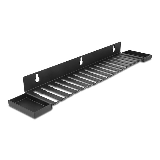 Delock Kábel tartó 401 x 71 mm falra szerelhető két tároló egységgel fekete színű