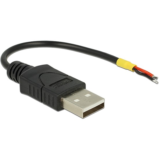 Delock Kábel USB 2.0 A-típusú csatlakozódugóval > 2 db nyitott vezetékkel, 10 cm Raspberry Pi (85250)