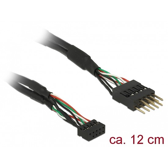 Delock Kábel USB 2.0-s csatlakozóhüvellyel, 2,00 mm, 10 tu > USB 2.0-s csatlakozódugó, 2,54 mm, 10 t (41977)