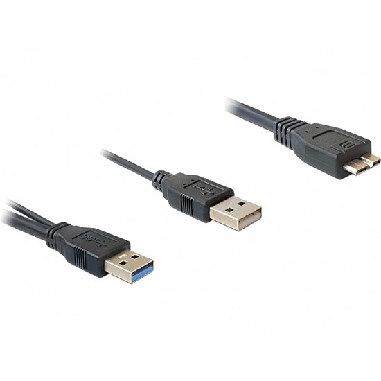 Delock kábel USB 3.0-A apa > USB 3.0-mikro B apa + USB 2.0-A apa (82909)