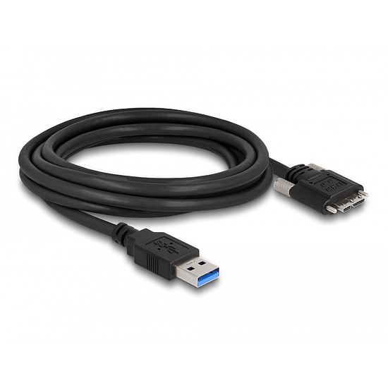 Delock Kábel USB 3.0 A-Típusú dugó - Micro-B Típusú dugó csavarokkal ellátott 3 m (87801)