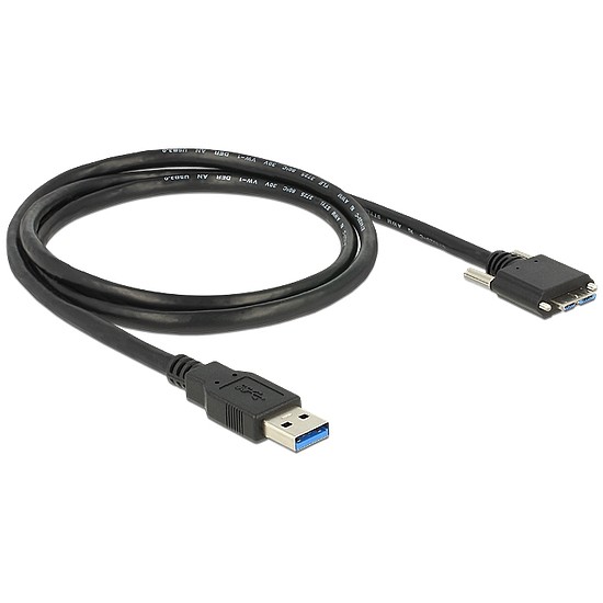 Delock Kábel USB 3.0 A típusú dugó > USB 3.0 Micro-B típusú dugó csavarokkal ellátott 1 m (83597)