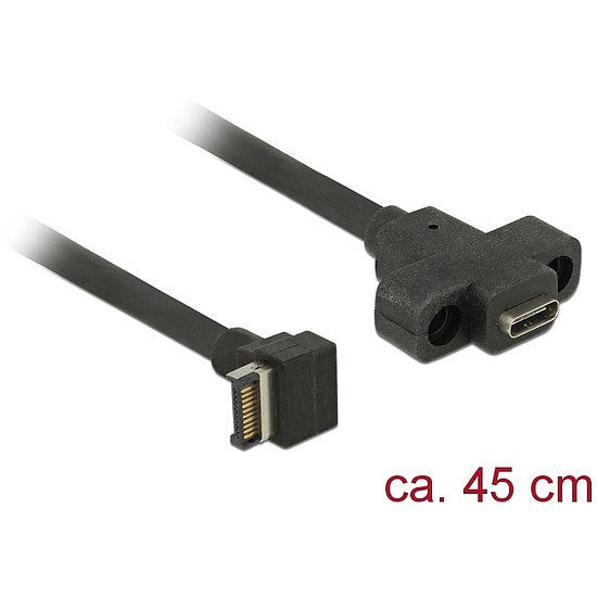 Delock Kábel USB 3.1 Gen 2 kulcs A 20 tűs apa csatlakozó > USB 3.1 Gen 2 USB Type-C anya rögzíthető (85326)