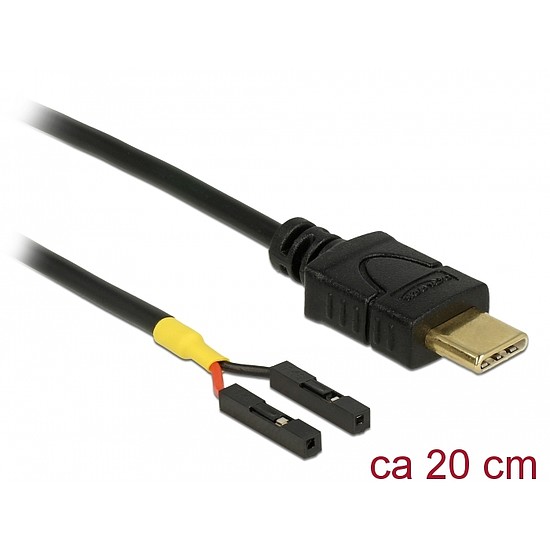 Delock Kábel USB Type-C apa > 2 x tüskesori csatlakozó, anya, különálló teljesítmény, 20 cm (85395)