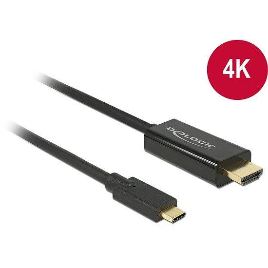 Delock Kábel USB Type-C csatlakozó > HDMI csatlakozó (DP váltakozó mód) 4K 30 Hz, 2m fekete (85259)