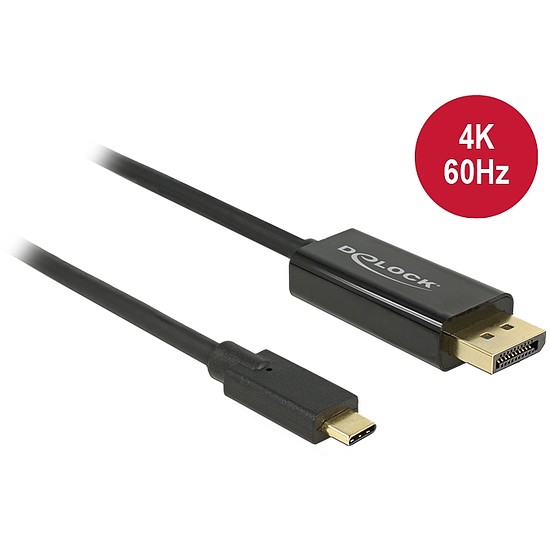 Delock Kábel USB Type-C csatlakozódugó > Displayport csatlakozódugó (DP vált.) 4K 60 Hz,3 m,fekete (85257)