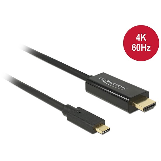 Delock Kábel USB Type-C csatlakozódugó > HDMI csatlakozódugó (DP váltakozó) 4K 60 Hz,3 m,fekete (85292)
