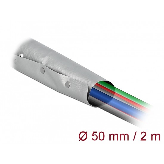 Delock Kábelkarmantyú patent szorítóval 2 m x 50 mm szürke / fekete (20728)