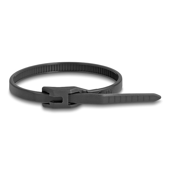 Delock Kábelkötegelő lapos fejrésszel hossza 150 mm szélessége 3,6 mm, 100 db. Fekete