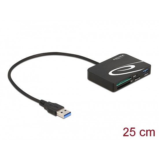 Delock Kártyaolvasó XQD / SD / Micro SD memóriakártyákhoz + A-típusú USB port (91756)