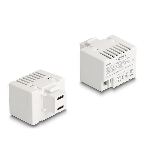 Delock Keystone Modul 2 x USB Type-C töltő porttal PD 20 W fehér