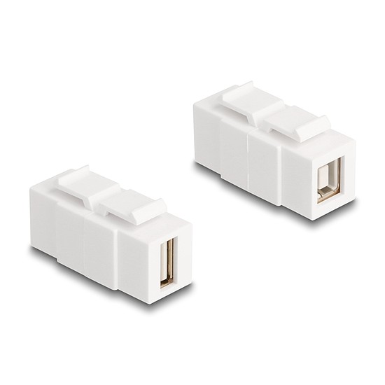 Delock Keystone modul A-típusú USB 2.0 anya B-típusú USB 2.0 anya, mindkét oldalával beépíthető, fehér színű