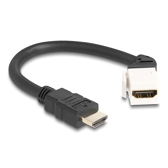 Delock Keystone modul HDMI kábel apa - anya 45 -ban hajlított 8K 60 Hz 20 cm, fekete