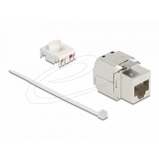 Delock Keystone modul RJ45 aljzat az LSA Cat.8.1-hez fémretesszel, szerszám nélkül