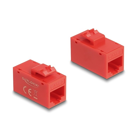 Delock Keystone modul, RJ45-aljzat - RJ45-aljzat, Cat.6A UTP piros