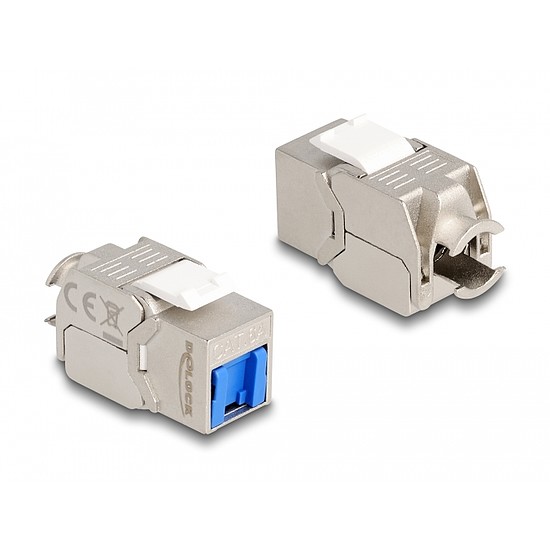 Delock Keystone Modul RJ45 anya - LSA Cat.6A eszköz nélkül használható kék por elleni fedővel