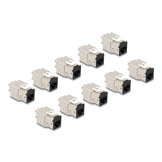 Delock Keystone Modul RJ45 anya - LSA Cat.6A eszközmentes fekete 10 db-os szett