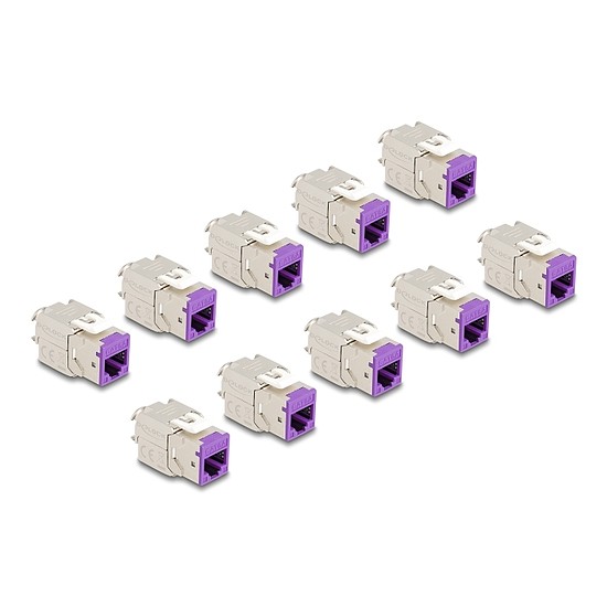 Delock Keystone Modul RJ45 anya - LSA Cat.6A eszközmentes ibolya 10 db-os szett