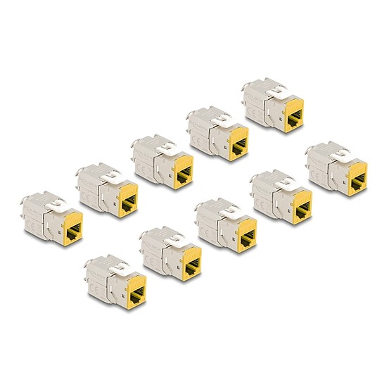 Delock Keystone Modul RJ45 anya - LSA Cat.6A eszközmentes sárga 10 db-os szett