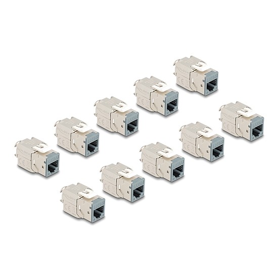 Delock Keystone Modul RJ45 anya - LSA Cat.6A eszközmentes szürke 10 db-os szett